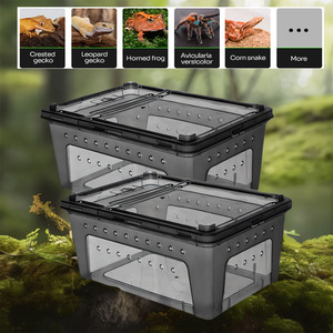 กล่องให้อาหารแบบพกพาขนาดเล็ก<span class=keywords><strong>งู</strong></span> Terrarium Habitat มินิสัตว์เลี้ยงพันธุ์กรงฟักไข่คอนเทนเนอร์โปร่งใส Gecko <span class=keywords><strong>บ้าน</strong></span> - Product Image 4