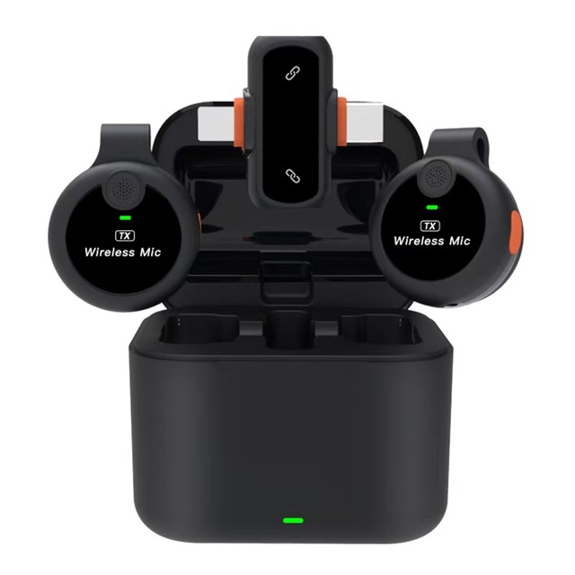 J33 Wireless Omni-directional Collar Microphone Two-in-One Digital Button Belt Type-C Charging Case with AI Noise Reduction