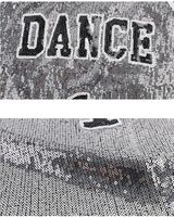 Vêtements de danse hip-hop pour filles, robe en jersey à paillettes pour enfants, débardeur long, costume de jazz, t-shirt de cheerleading