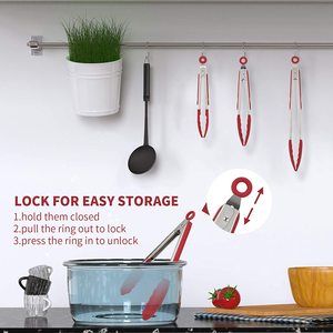 Ensemble de 2 pinces à nourriture en silicone de 12 pouces et 9 pouces, pinces de service en acier inoxydable pour la cuisine - Product Image 5