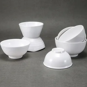 थोक कठिन सफेद Melamine धान का कटोरा पुन: प्रयोज्य Melamine चीनी छोटे सूप कटोरे