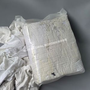 Trapos a granel para uso industrial, trapos de forro polar recuperados, 100% algodón, 10 kg de trapos de punto de algodón de color blanco. - Product Image 1