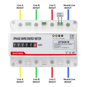 Compteur d'énergie électronique multifonction triphasé 4 fils SINOTIMER DTS6619-044/DTS6619-043, puissance, tension, courant, kWh, wattmètre - Product Image 3