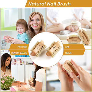 MuYang <span class=keywords><strong>Brosse</strong></span> de nettoyage à main en poils de sanglier naturels double face en bois de hêtre avec logo personnalisé <span class=keywords><strong>pour</strong></span> ongles de doigts ou d'orteils - Product Image 5