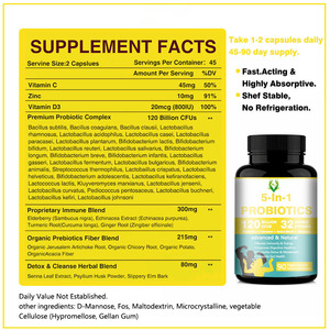 Personnalisation d'usine 5 en 1 Capsules complexes probiotiques 120B CFU Immunitaire Gut Health Detox Support Zinc Vitamine D Probiotique - Product Image 2