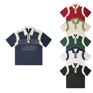 Chemise décontractée pour homme à manches courtes en polyester et coton tricoté, brodée, anti-plis, respirante, idéale pour le golf - Product Image 1