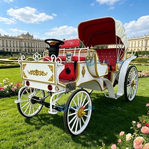 Hot-selling electric carriages, classical white and red sightseeing <b>coaches</b> and wedding party carriages are sold - Product Image 4