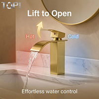 Robinet mitigeur de lavabo en acier inoxydable à poignée unique, à poser sur le comptoir, avec capteur tactile en céramique, design contemporain - Fabricant OEM