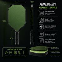 Raquette de pickleball avec surface en graphite à friction, protection des bords, poignée en cuir longue, noyau de 14 mm, matériau hybride Gen3