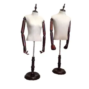 Clothing display half form female Dress Form mannequin with wooden arms