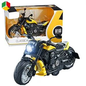 QS Wholesale Kids Diecast Moto Toy 1/12ミニフリクションアロイプルバッククラシックモーターサイクルモデルおもちゃライト付き