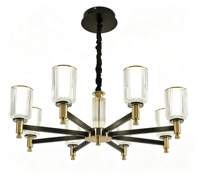 Lustre en laiton antique avec abat-jour en verre texturé, LED moderne à hauteur réglable pour salon, salle à manger, chambre à coucher