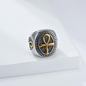 Ancient Egyptian Anka Cross Titanium Steel <b>Ring</b> Men's Vintage Symbol Of Life Stainless Steel Jewelry Gift Geometric Shape - Product Image 2