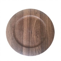 Assiettes de présentation en plastique de 13 pouces, couleur bois, motif végétal, pour hôtels, mariages et fêtes