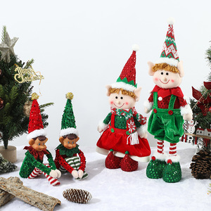 Nouvelles décorations de Noël créatives : Pendentif poupée elfe rouge et verte télescopique pour sapin de Noël - Product Image 4