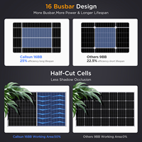 Panneau solaire N-Type haute efficacité 25% 200W TopCon Bifacial 16BB Monocristallin Double Verre Module Solaire Cadre Argenté Yacht