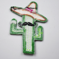 Écusson personnalisé en tissu brodé de cactus Logo thermocollant chapeau de fleurs Écussons brodés Country Iron pour chapeaux