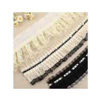 Accessoires haut de gamme pour femmes : garniture en dentelle maillée personnalisée, volants plissés, dentelle en tulle perlée pour ourlets et poignets de robes de soirée