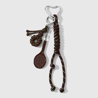 Breloque tendance léopard avec boucle en corde tressée, fermoir cœur, pendentif acrylique, chaîne multi-breloques, porte-clés de sac à main