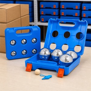 Ensemble <span class=keywords><strong>de</strong></span> boules <span class=keywords><strong>de</strong></span> <span class=keywords><strong>pétanque</strong></span> en acier au carbone électroplaqué avec étui en plastique pour <span class=keywords><strong>jeu</strong></span> familial en plein air, vente en gros - Product Image 5