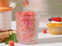 Ciaell Lot de 12 verres à boire modernes robustes gaufrés 14 oz, ensemble texturé rayé, compatibles lave-vaisselle pour jus, boissons et bière
