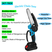 DCT-TECH gergaji rantai listrik Mini, gergaji tangan Taman tanpa kabel, gergaji kayu dan pengisi daya 6 inci untuk baterai Makita 21V