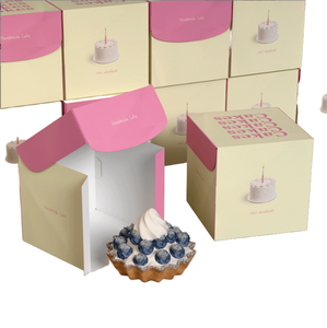 Cake Embossed Eco-Friendly Matt Laminated Paperboard <b>Boxes</b> with Handle and Customizable Shapes - Product Image 1