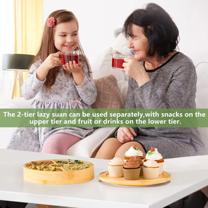 2 Tier Bamboo Lazy Susan Rotating Spice Rack Wholesales 360 Degree Rotating Bamboo <strong>Kitchen</strong> Organizer Spice <strong>Carousel</strong> for Cabinet - Product Image 4