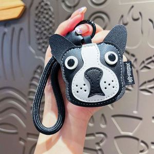 Luxury Leather Animal <b>Keychain</b> Handcrafted Cat & French Bulldog Pendant Cute Cartoon Bag Charm High-End Pet Lover Gift - Product Image 6