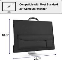 Étui de transport ouvert en cuir véritable avec doublure en cuir véritable pour ordinateur de bureau Apple iMac 27 pouces, sac de voyage rembourré avec poignée en caoutchouc et poche