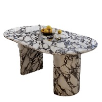 Table et chaises de salle à manger de style italien en marbre épaissi, rétro, pour petit appartement, meubles de salon personnalisés de luxe léger