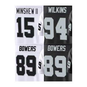 2024 noir blanc nouveau maillot de football américain cousu 15 Minshew II 89 Brock Bowers 94 <span class=keywords><strong>Wilkins</strong></span> - Product Image 1