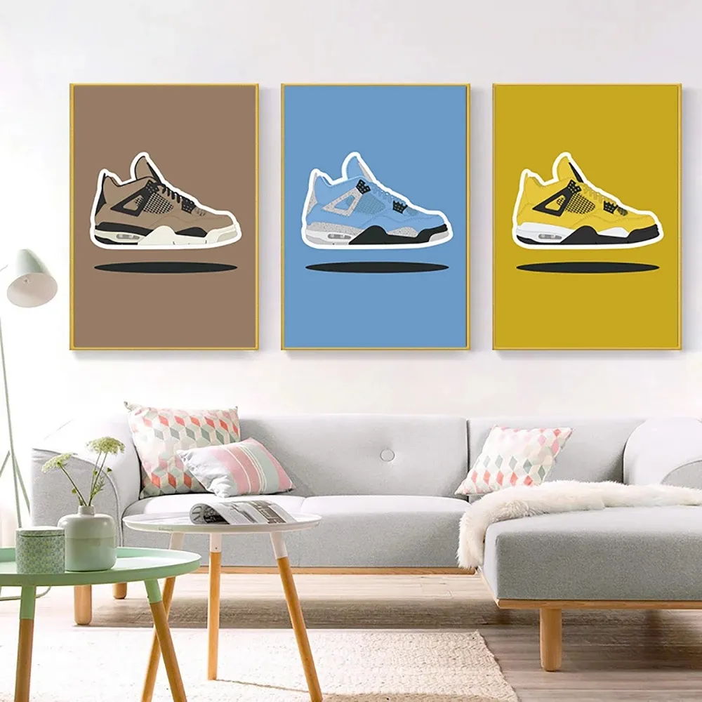 Funky Luxury Brand Sneakers Fashion Shoes Wall Art Canvas Painting Nordic Posters And Prints Wall Pictures For Living Room Decor