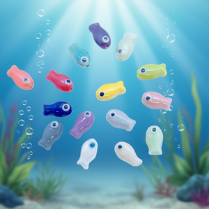 Cuentas Sueltas de Cerámica Xiaoyu de 19 mm con Diseño de Pez Pequeño, Color Sólido Mixto para la Fabricación de Joyas - Product Image 2