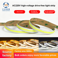 SXZM Bande LED COB Haute Tension 220V 288 LED/m Sans Points, Ruban Lumineux Flexible, Plug & Play, Unité de Découpe 50cm