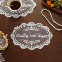 Ensemble de sets de table et sous-verres en dentelle brodée florale vintage romantique française, décoration de table de luxe, forme irrégulière, petite taille