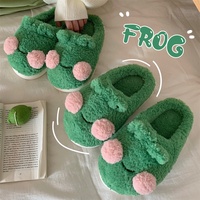 Mignon dessin animé coton pantoufles hiver décontracté maison chaud doux pantoufles petite grenouille Baotou pantoufles
