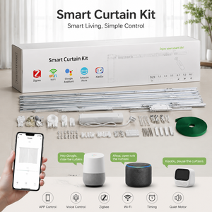 Kit de rail de rideau intelligent Tuya Zigbee, motorisé et modulable, compatible Google Alexa - Product Image 2