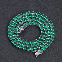 BESXL0283 Collier simple et unique en laiton avec zircon vert 4 mm, style hip-hop européen et américain