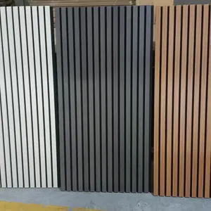 Panel dinding slat akustik alami ramah lingkungan mdf panel akustik panel kayu veneer untuk dinding Interior dan langit-langit