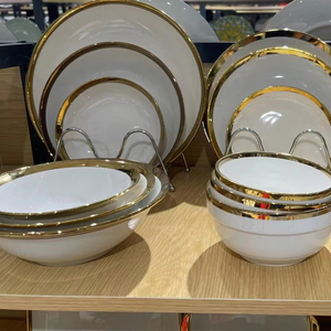 Ensemble d'assiettes à dîner de luxe en marbre au design moderne et doré <span class=keywords><strong>Vaisselle</strong></span> en céramique en porcelaine de Offre Spéciale pour hôtels - Product Image 1