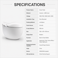 WC intelligent électrique de luxe monobloc en céramique avec bidet intégré, siège chauffant, séchoir à air chaud et chasse d'eau automatique