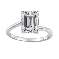 Bague solitaire taille émeraude en argent sterling S925 avec certificat GRA, couleur D, moissanite VVS1, bague de fiançailles à quatre griffes pour femme