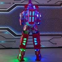 Costume de robot DJ géant sur échasses avec LED, télécommande RGB, costume portable pour spectacles et fêtes