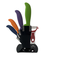 Ensemble de couteaux en céramique avec éplucheur et support en acrylique, couteaux de 6 pouces, 5 pouces, 4 pouces, 3 pouces, emballage personnalisé