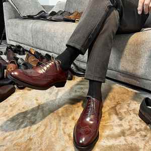 Nouvelles chaussures en cuir italiennes faites à la main, décontractées, formelles, avec lacets et semelles rigides, respirantes, antidérapantes, pour l'automne, pour hommes - Product Image 4