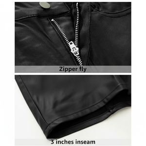 2025 femmes à la mode taille haute extensible Jean Shorts Faux cuir Look Denim pantalon avec poches confortable et élégant - Product Image 1