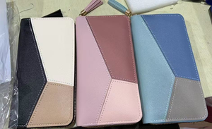 Portafogli geometrici da <span class=keywords><strong>donna</strong></span> con cerniera portamonete tascabile <span class=keywords><strong>rosa</strong></span> Patchwork <span class=keywords><strong>portafoglio</strong></span> lungo da <span class=keywords><strong>donna</strong></span> portamonete corto con nappe da <span class=keywords><strong>donna</strong></span> - Product Image 2