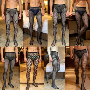 Collants résille pour homme, taille unique, en nylon fin, transparents, élastiques, pour occasions spéciales - Product Image 1