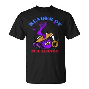 Camiseta Reader Of Tea Leaves con diseño de taza morada, unisex, para adultos, cuello redondo, manga corta, serigrafiada - Product Image 1